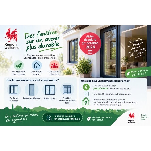 Quelle aide pour vos châssis en Wallonie depuis le 1er octobre 2026 ?