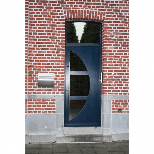 Porte d'entrée Bois Modèle Curvo vitrage effet miroir