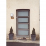 Porte d'entrée Alu gris quartz vitrage sablé avec bords clairs - Profel