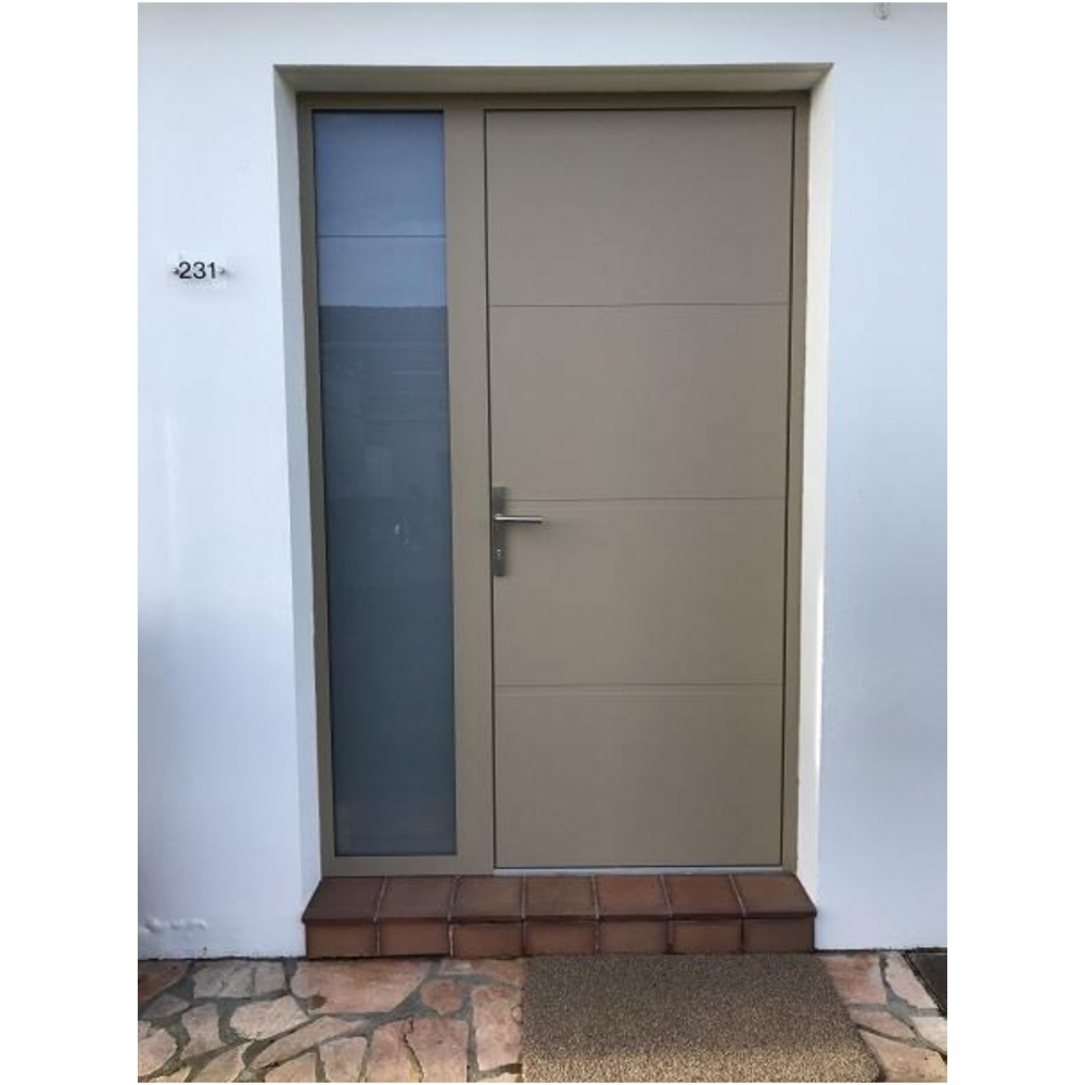 Porte à cadre ouvrant caché gris-beige