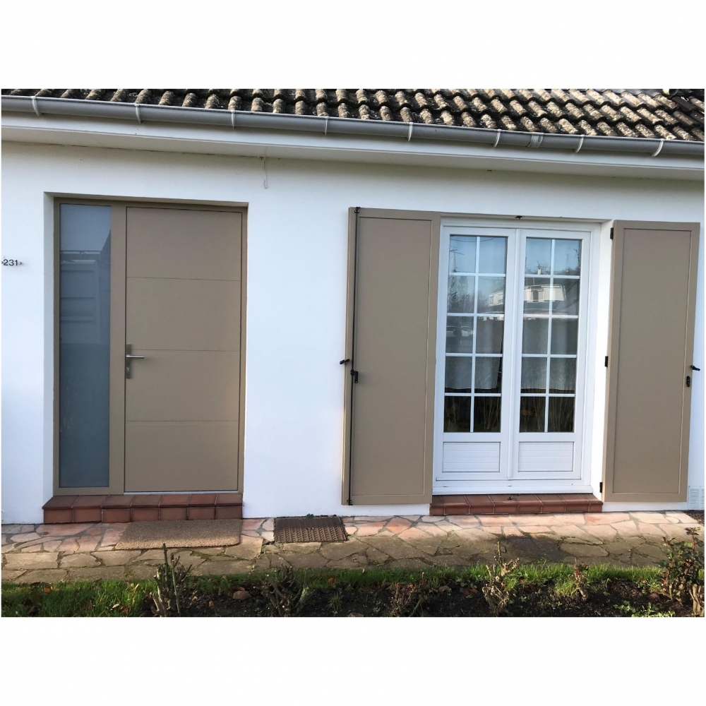 Porte à cadre ouvrant caché gris-beige