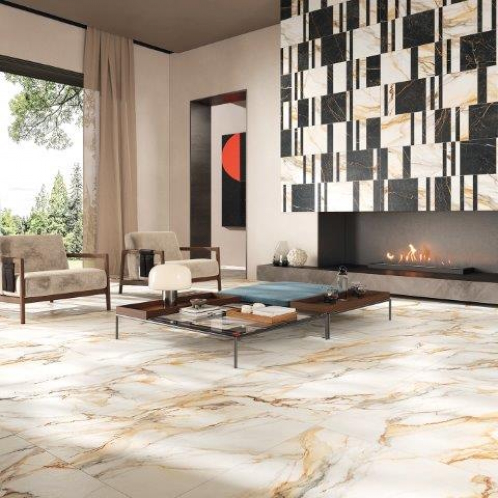 Calacatta Gold Satin 3D Rectifié 90/90 x 09 mm