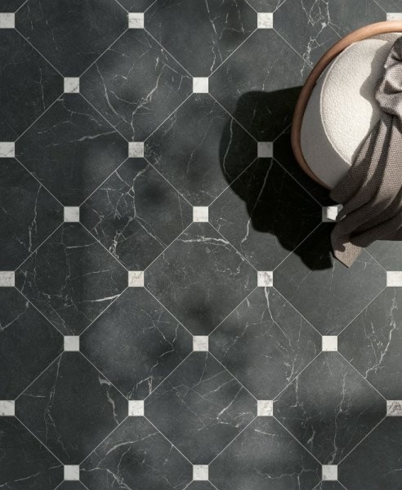 Liv. Nero Octogone 30/30 + Marmi Carrara 05/05 Rectifié